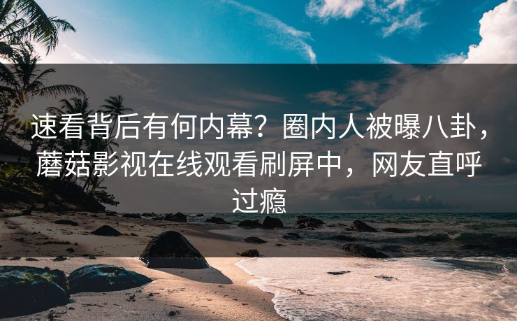 速看背后有何内幕？圈内人被曝八卦，蘑菇影视在线观看刷屏中，网友直呼过瘾