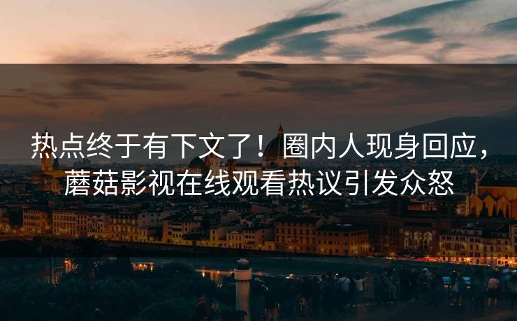 热点终于有下文了！圈内人现身回应，蘑菇影视在线观看热议引发众怒