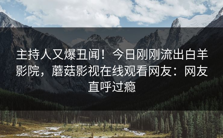 主持人又爆丑闻！今日刚刚流出白羊影院，蘑菇影视在线观看网友：网友直呼过瘾