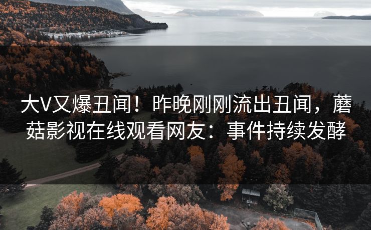 大V又爆丑闻！昨晚刚刚流出丑闻，蘑菇影视在线观看网友：事件持续发酵