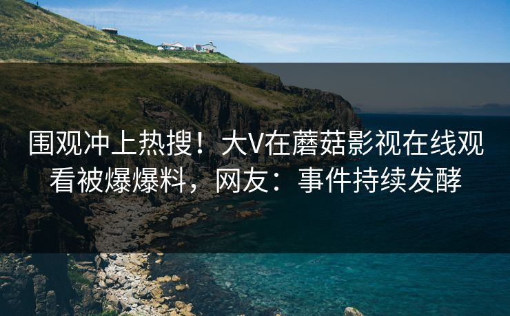 围观冲上热搜！大V在蘑菇影视在线观看被爆爆料，网友：事件持续发酵