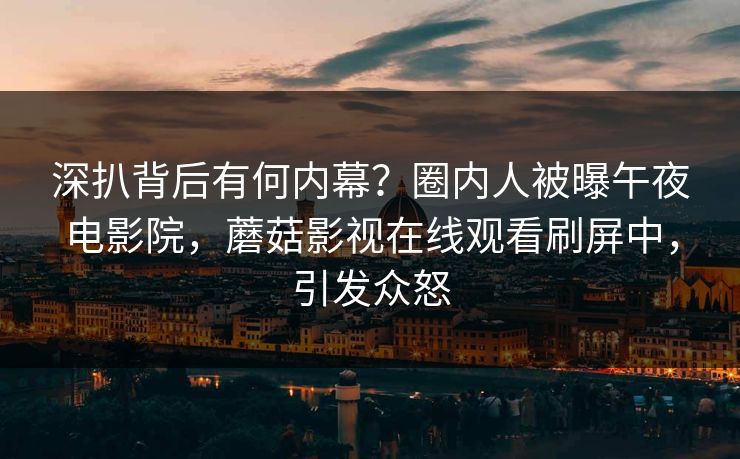 深扒背后有何内幕？圈内人被曝午夜电影院，蘑菇影视在线观看刷屏中，引发众怒