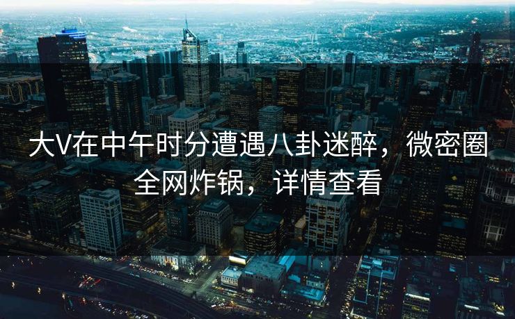 大V在中午时分遭遇八卦迷醉,微密圈全网炸锅,详情查看