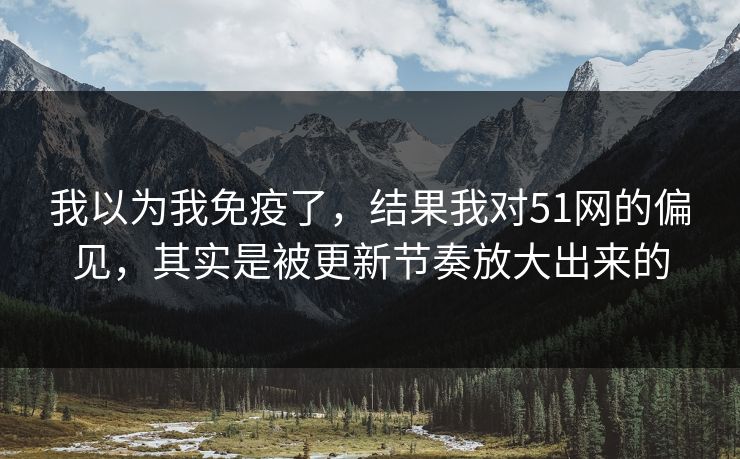 我以为我免疫了,结果我对51网的偏见,其实是被更新节奏放大出来的 我以为我免疫了,结果我对51网的偏见,其实是被更新节奏放大出来的
